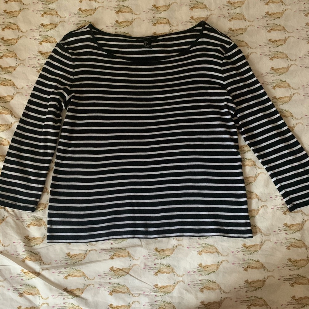 3/4 Sleeve Striped Boatneck Top ✨